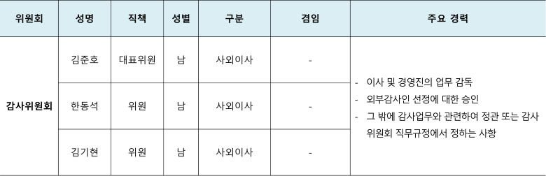 이사회 내 위원회 구성